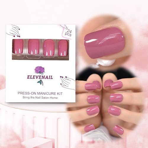 Daily Glossy Deep Purple Pink Red Press on False Nails Short Square Fake L5659
