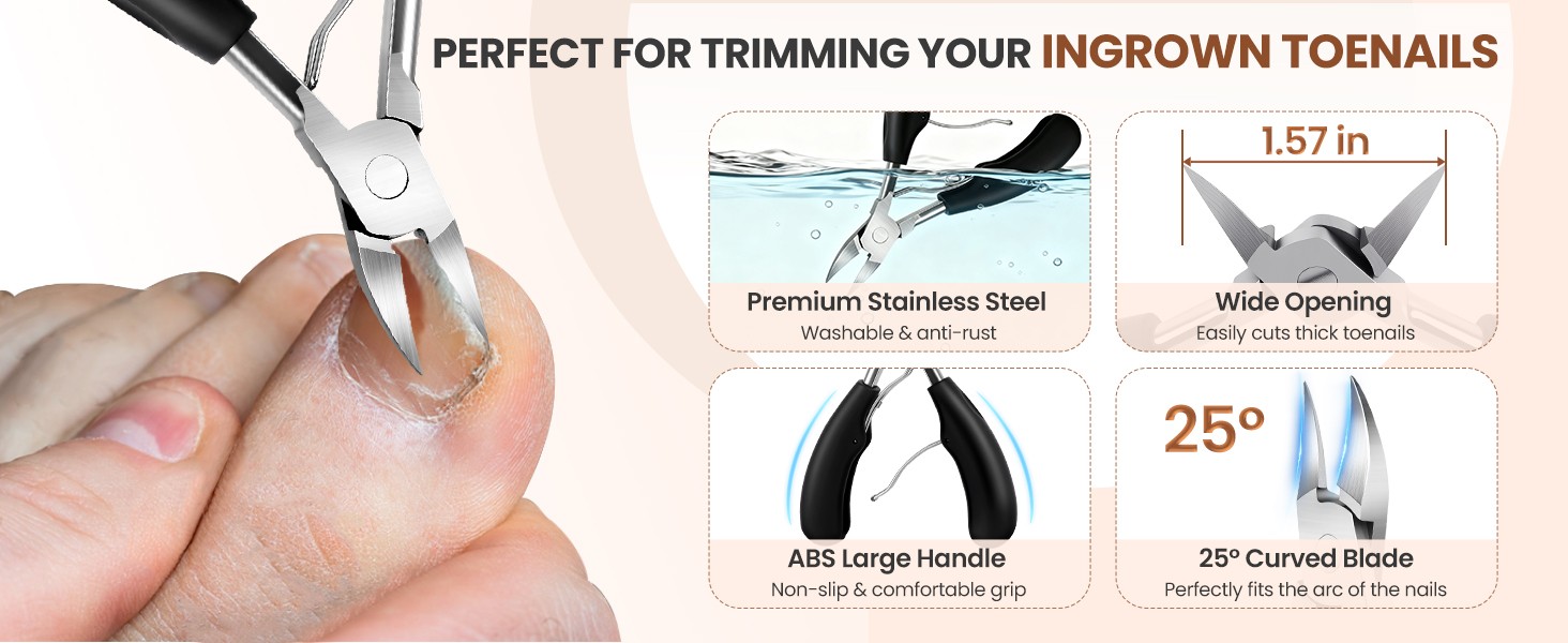 Ingrown Toenail Removal Kit: 8 Pcs Professional Toenail Clippers for Thick