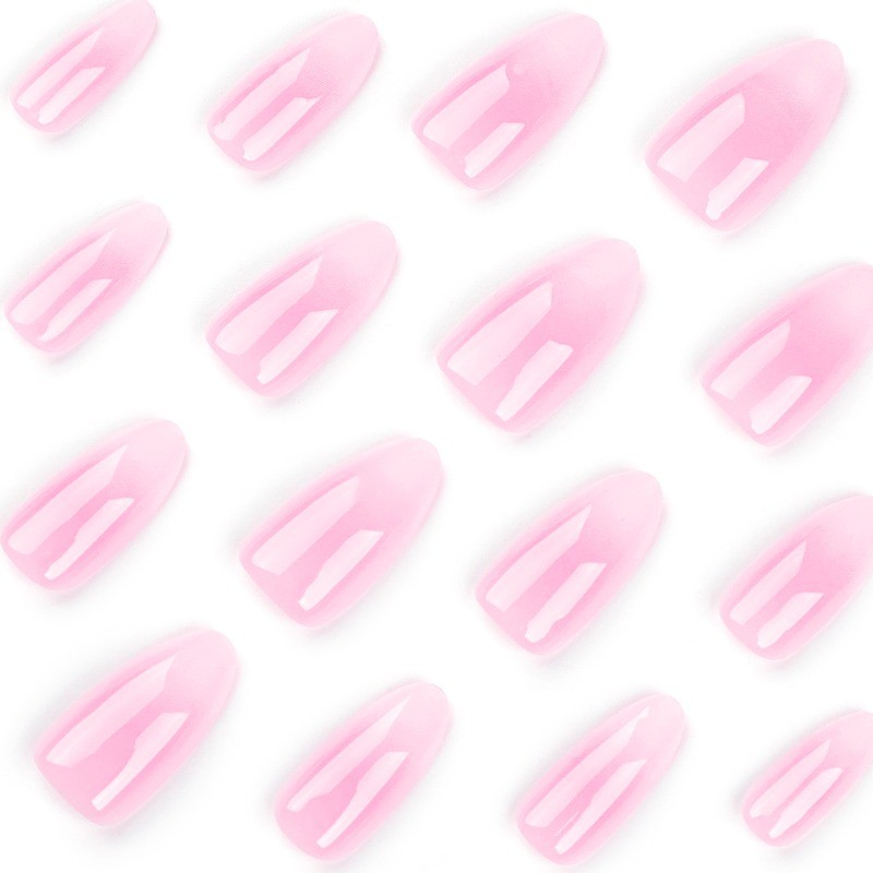 48Pcs-Baby Pink Ombre Press on Nails Medium Almond Nail Gloss Gradient Finish