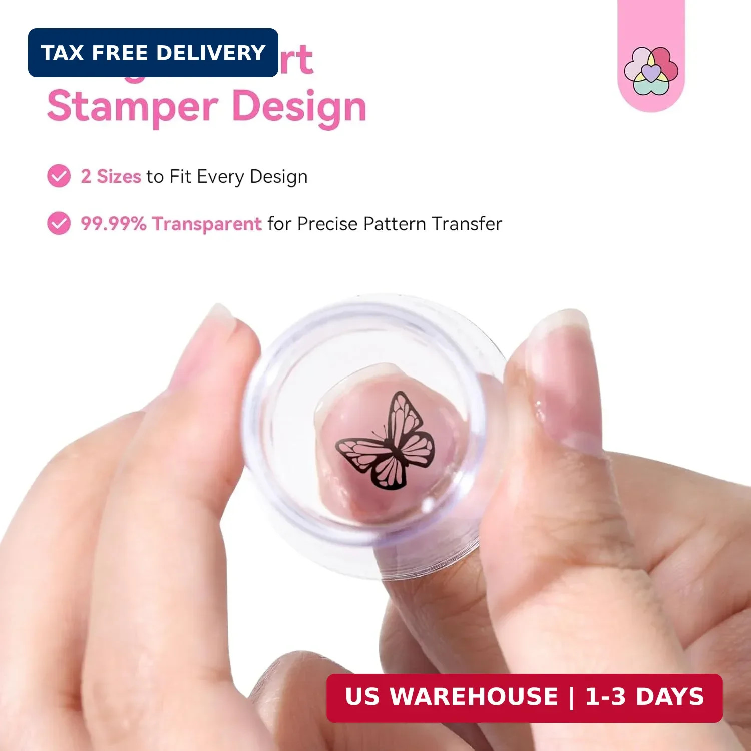 Saviland French Tip Nail Stamp: 4PCS Nail Art Stamper Kit Clear Silicone Nails S