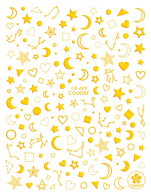 Galaxy Constellation Meteor Star Moon Sun Stripes French Tip 3D Nail Sticker 089