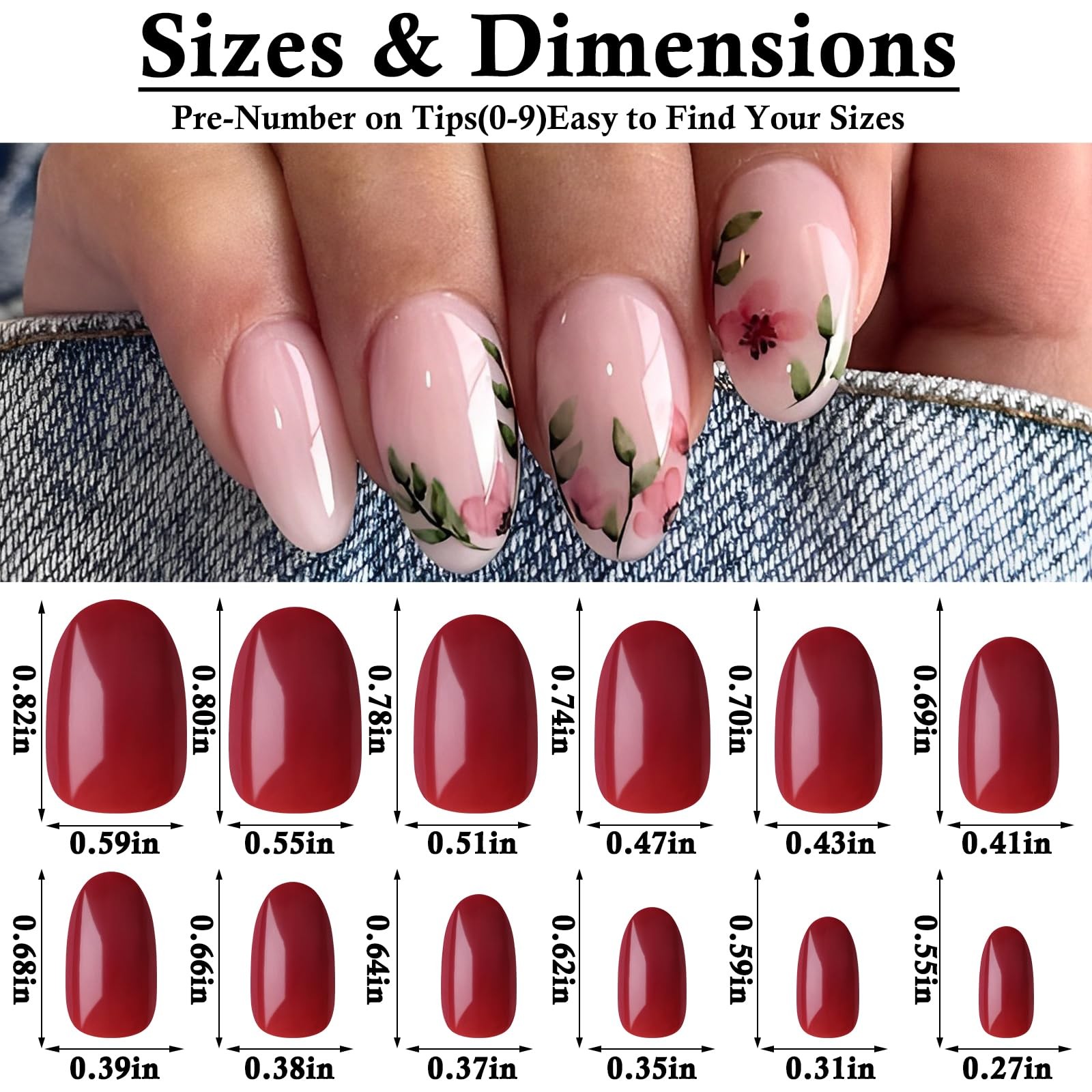 LuckForever 360pc Oval Press on Nails Short Fake 12 Sizes (0-11)