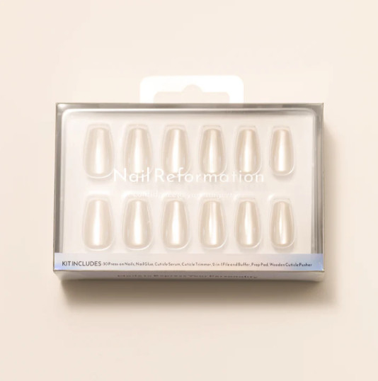 2PK Nail Reformation Press On Nails ~ Glazed Over ~ Short Coffin ~ Glaze Finish