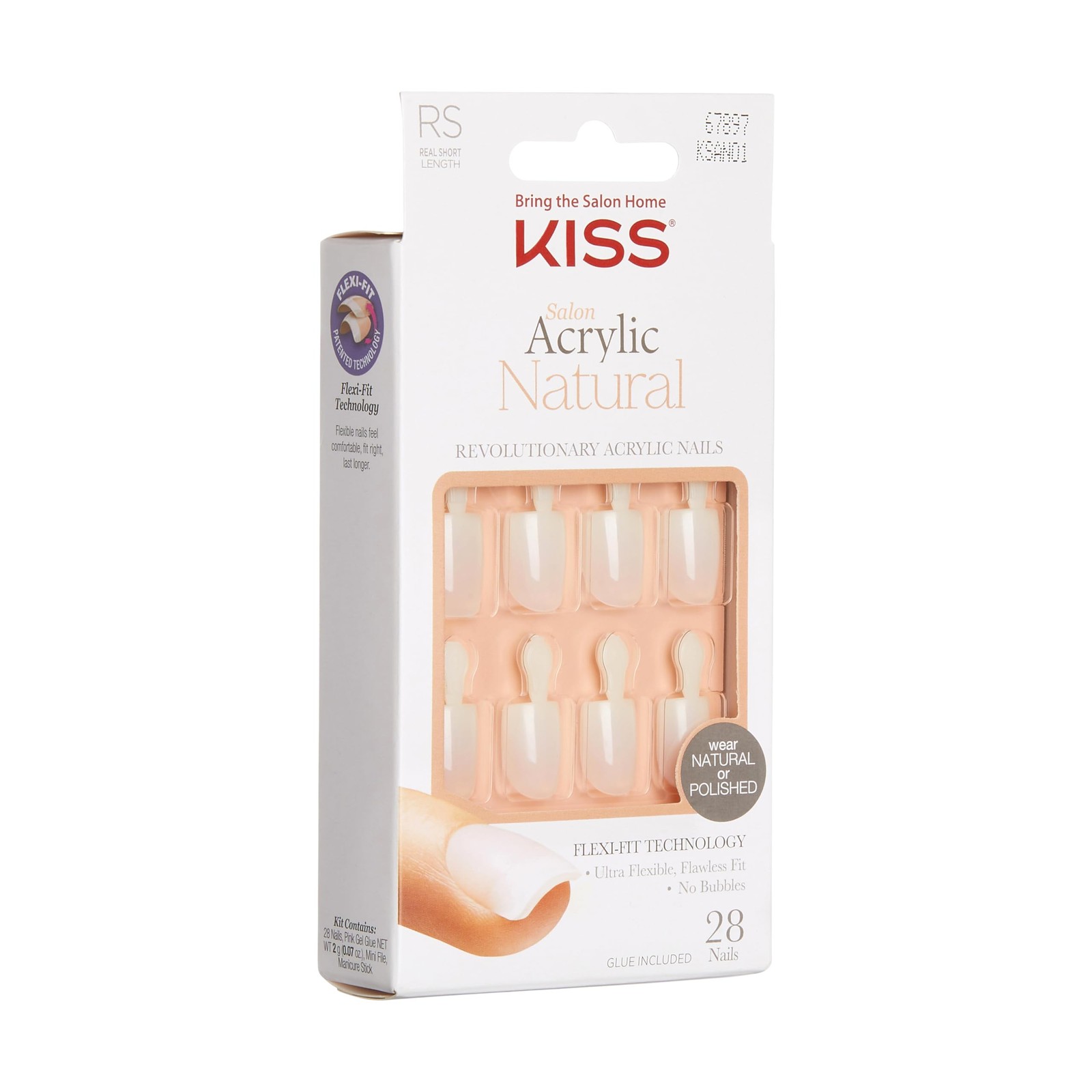 KISS Salon Acrylic Press On Nails DIY Manicure 28 Nails in Natural Styles
