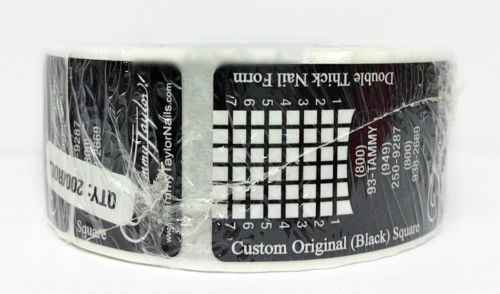 Tammy Taylor Double Thick Nail Form- Custom Original SQUARE – BLACK – 200 labels