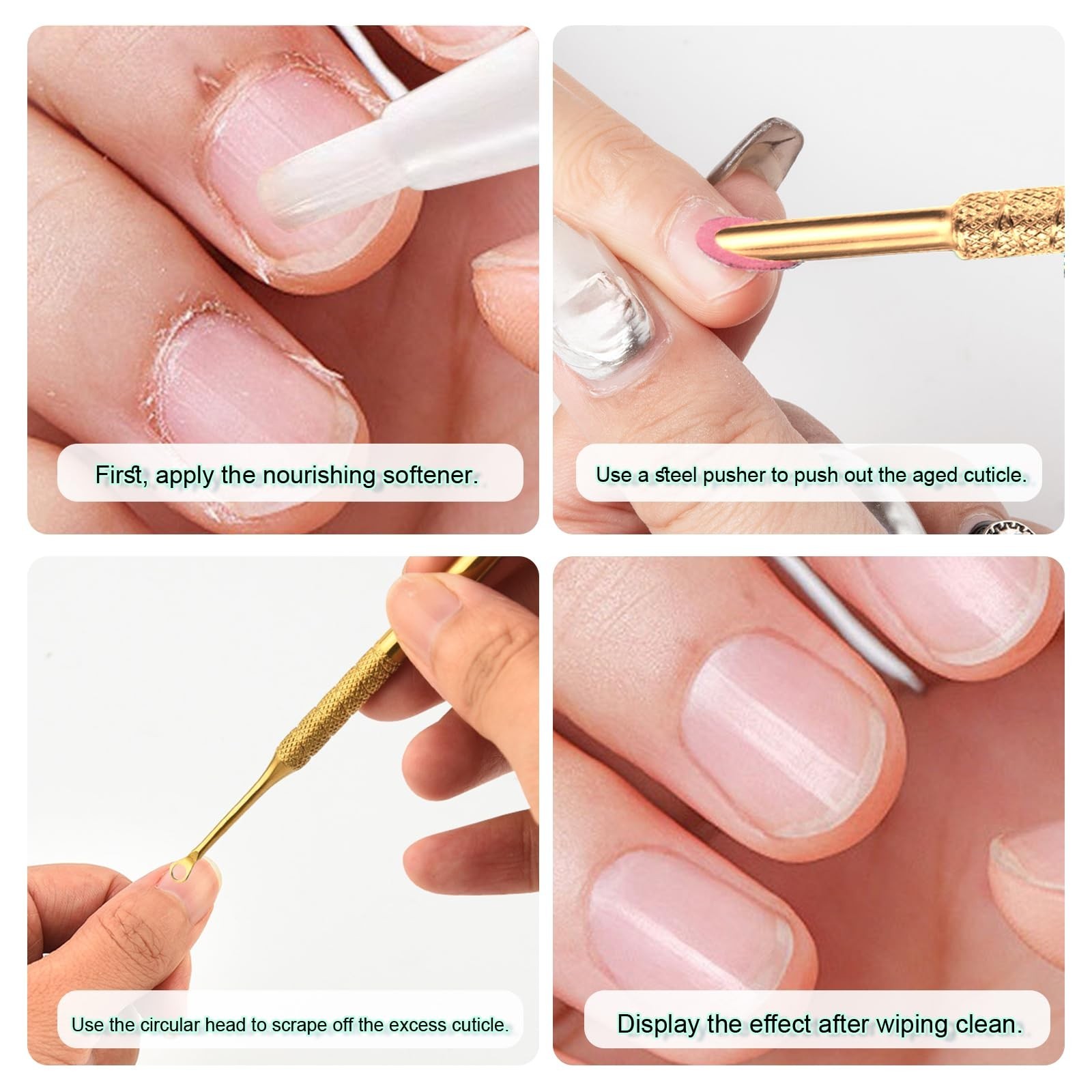 JERCLITY 2 Pieces Gold Double-Ended Stainless Steel Cuticle Pusher Cuticle Re…