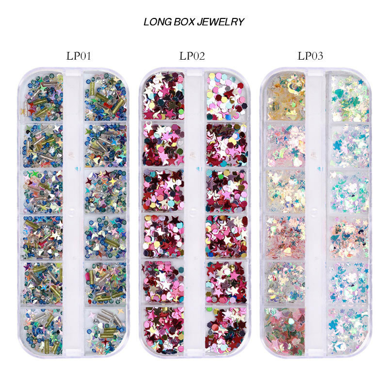 Nail Glitter Sequins Laser 3D Love Heart Star Flakes Nail Art 3D Decoration DIY