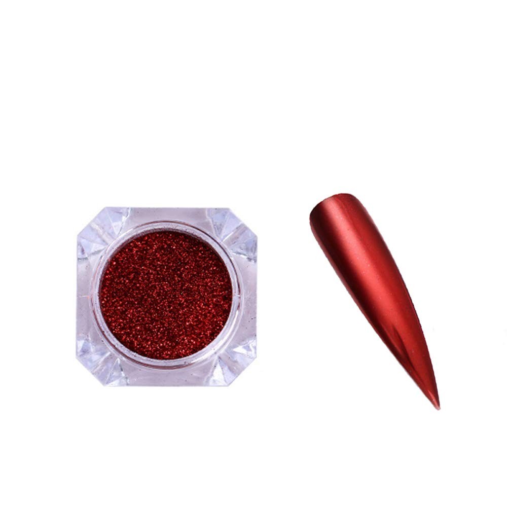 1 Box Mirror Nail Art Glitter Powder Holographic Metallic Red Chrome