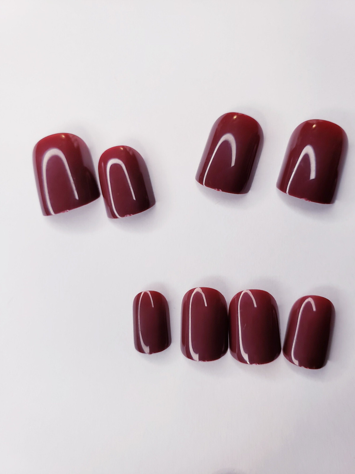 New 24 Short Maroon Dark red wine Press On Nails Kit w glue burgundy