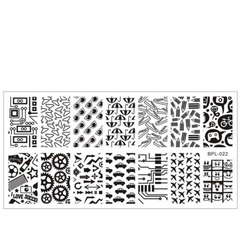 BPL 022 NEW Geek Theme Pattern DIY Manicure Nail Art Stamp Template Image Plate