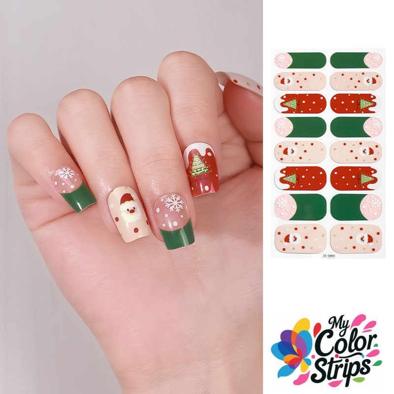 Full Size Christmas Nail Wraps Stickers Polish Look Art Self Stick Strips USA