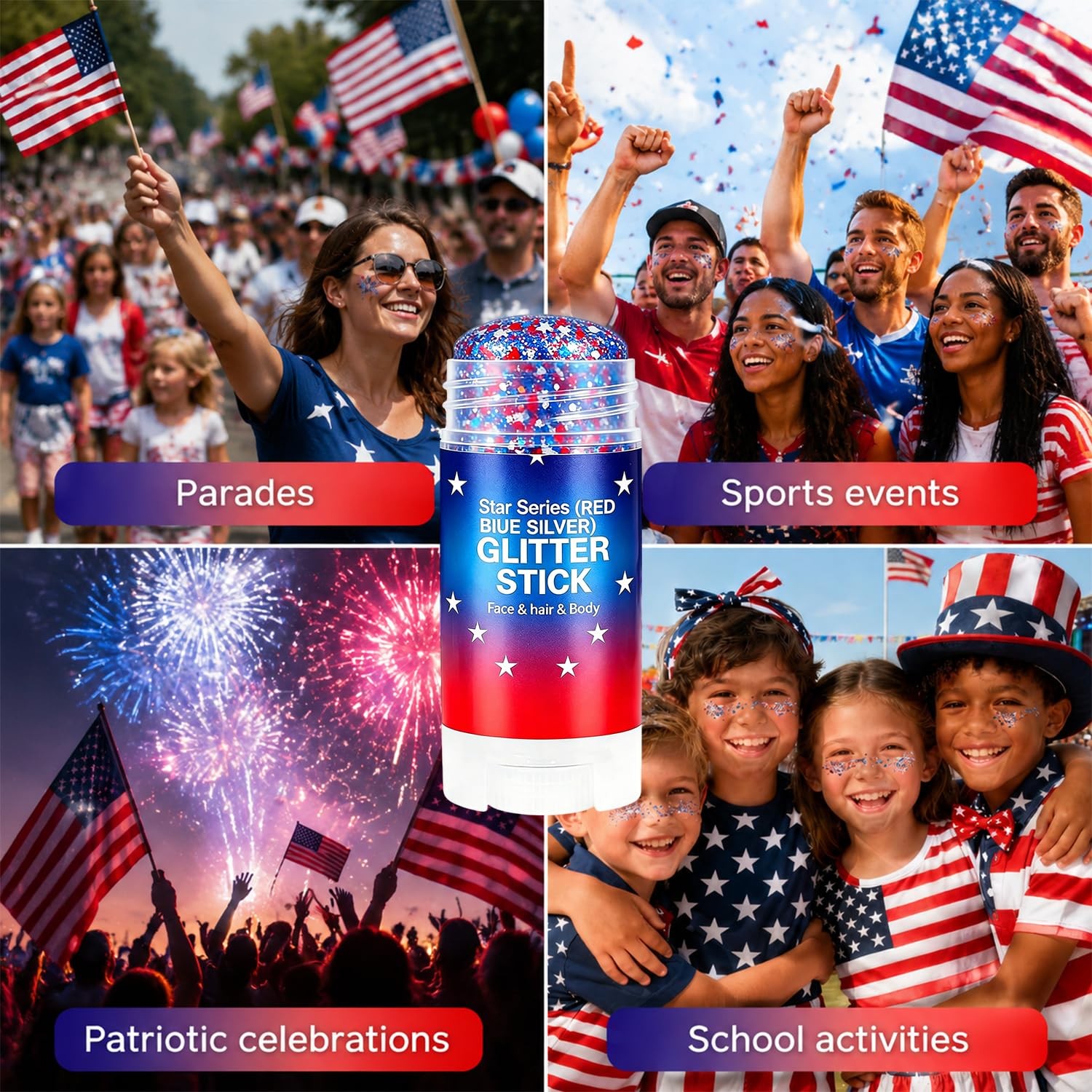 4th of July Glitter Stick, Red White and Blue Glitter Stick, Glitters Stick f…