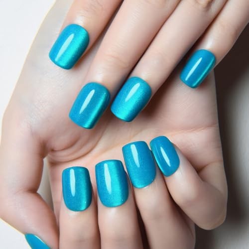 Lake Blue Cat Eye Short 30 Ounce (Pack of 1) 30Pcs-Short Square-Lake Blue-0868