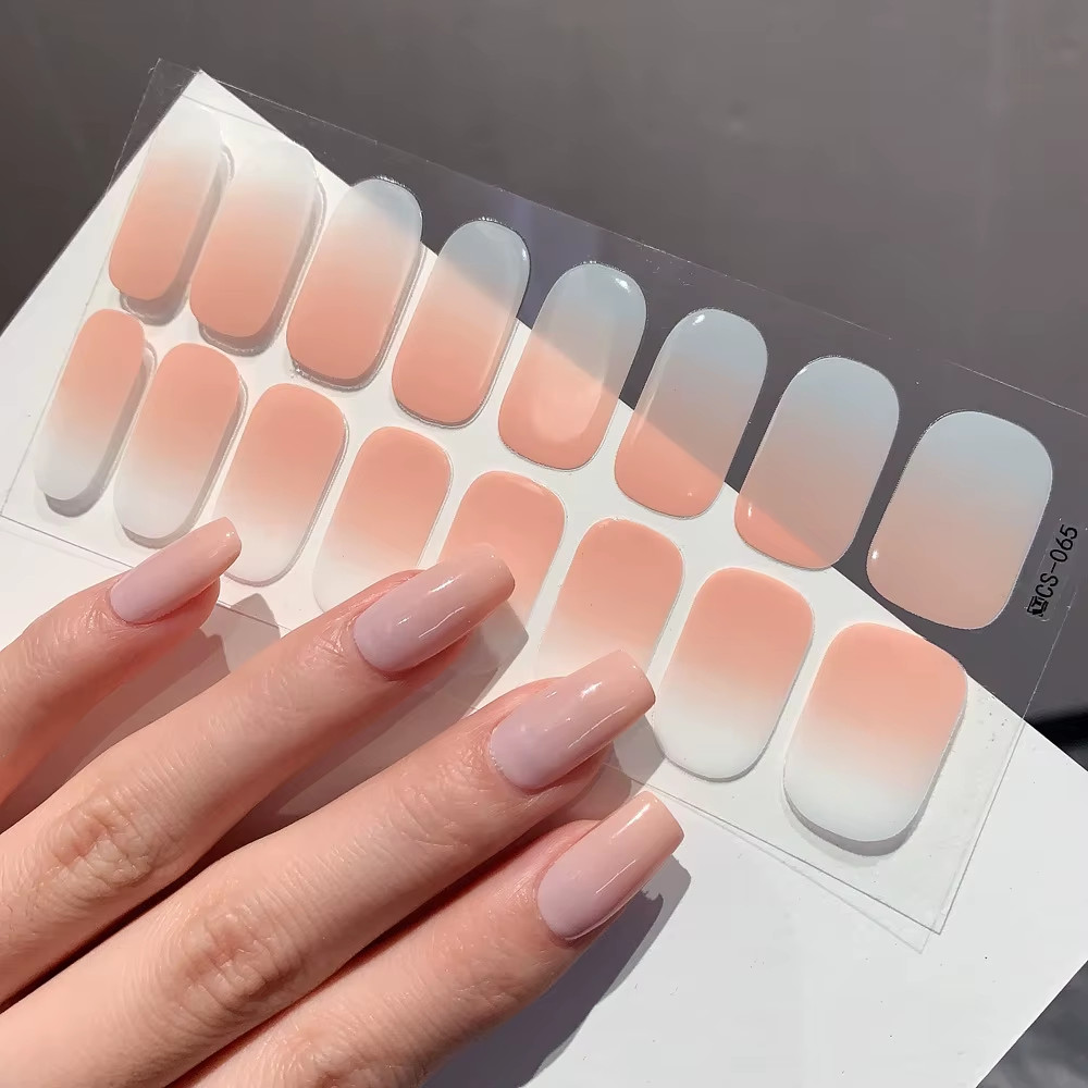 Semi-Cured Gel Nail Stickers Solid Color Nail Semi-Baked Tips Full Paste Nail De