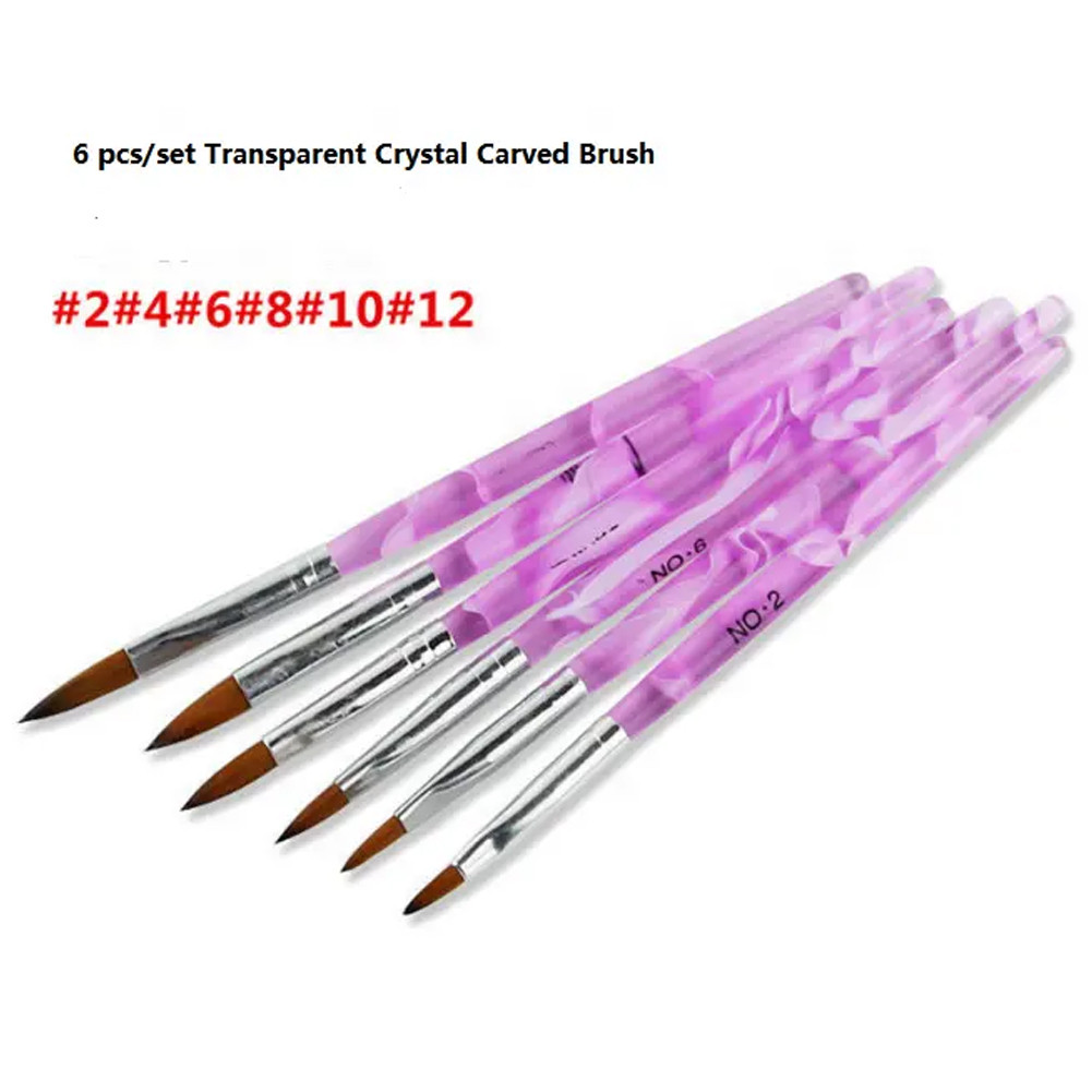 Acrylic Nail Brush Kolinsky Sable Hair 6 Sizes Monomer Powder #2 #4 6 #8 #10 #12