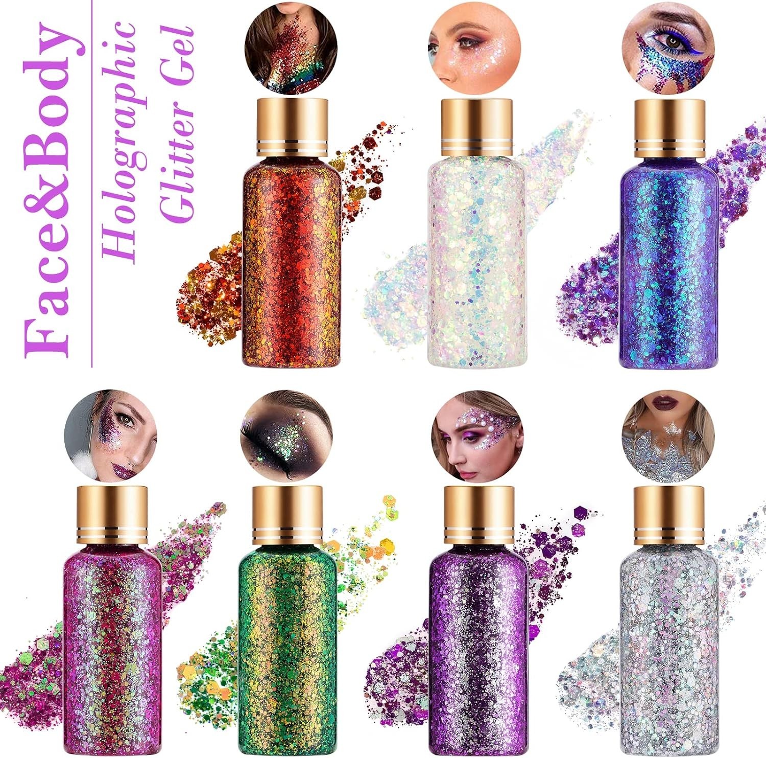 1oz Gemstone Purple Glitter Gel for Faces & Bodies | Long-Lasting & Non-Toxic