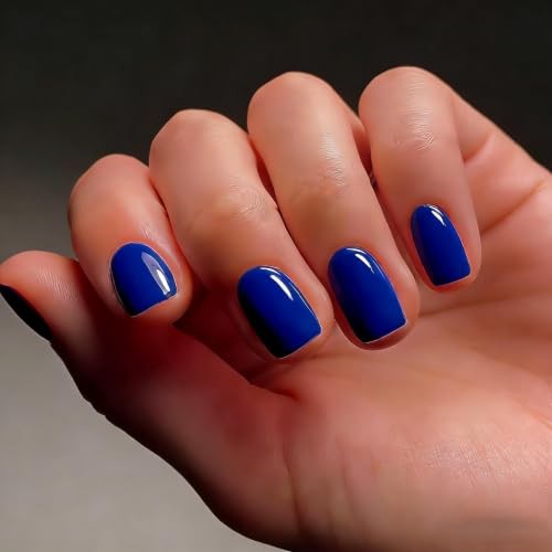 Short Square Gel Nails Press – Royal Blue – Soft Gel Fake Nails