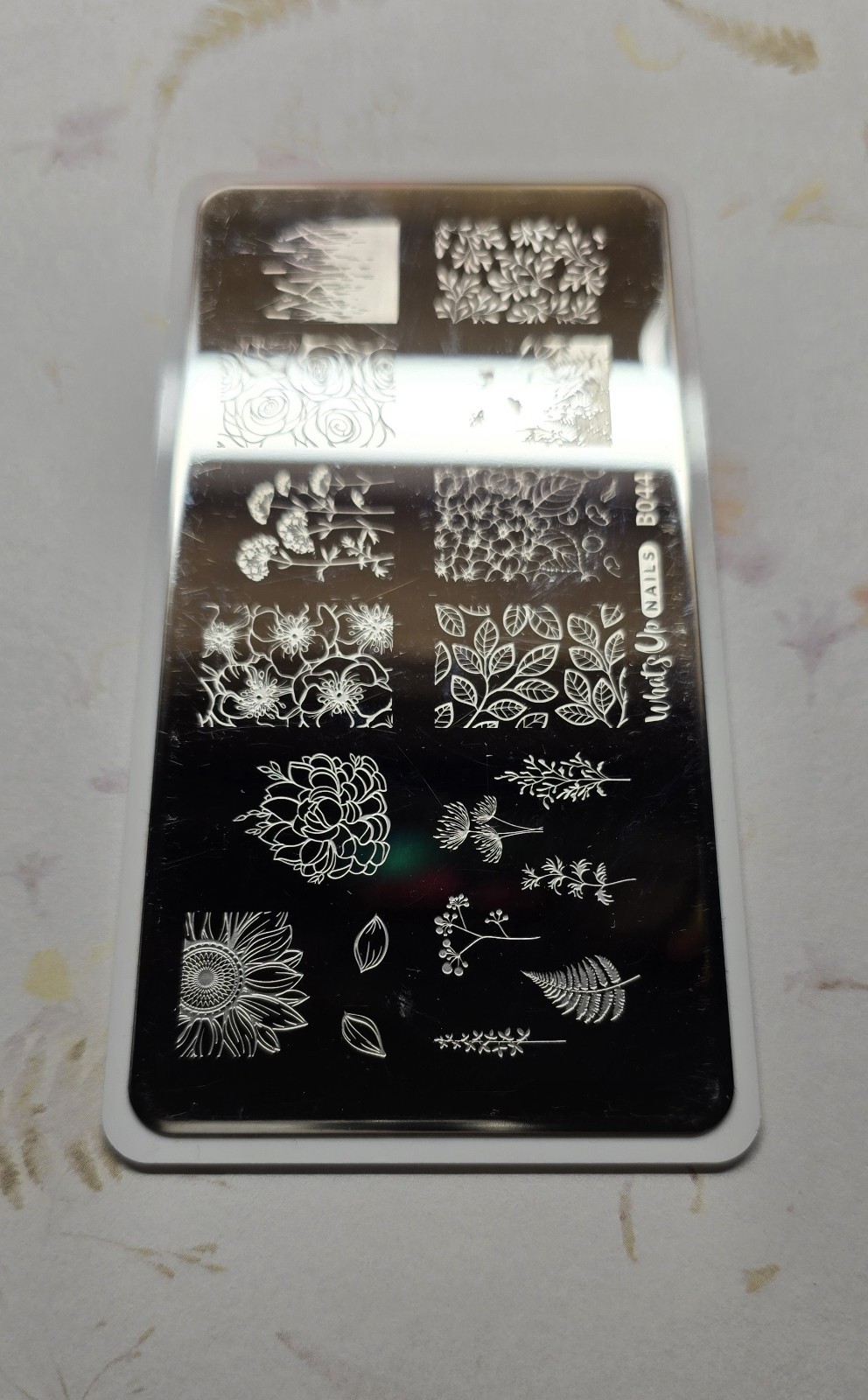 Whats Up Nails B044 Nail Stamping Plate Flowers Floral Leaves Plants Sunflower