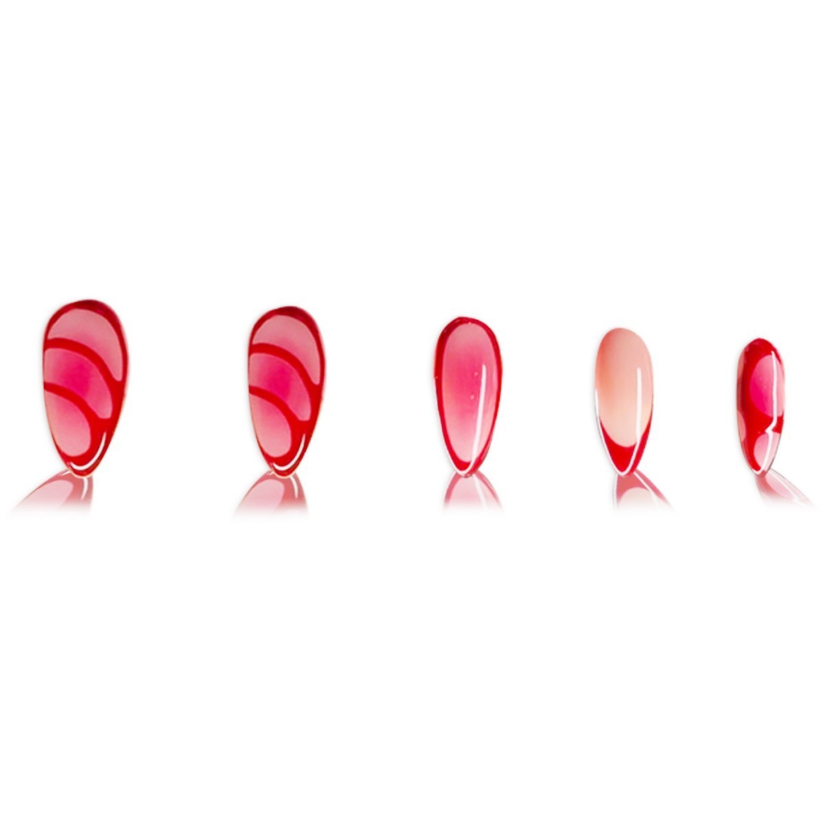 24Pcs Red Ombre French Almond Press On Nails Wholesale