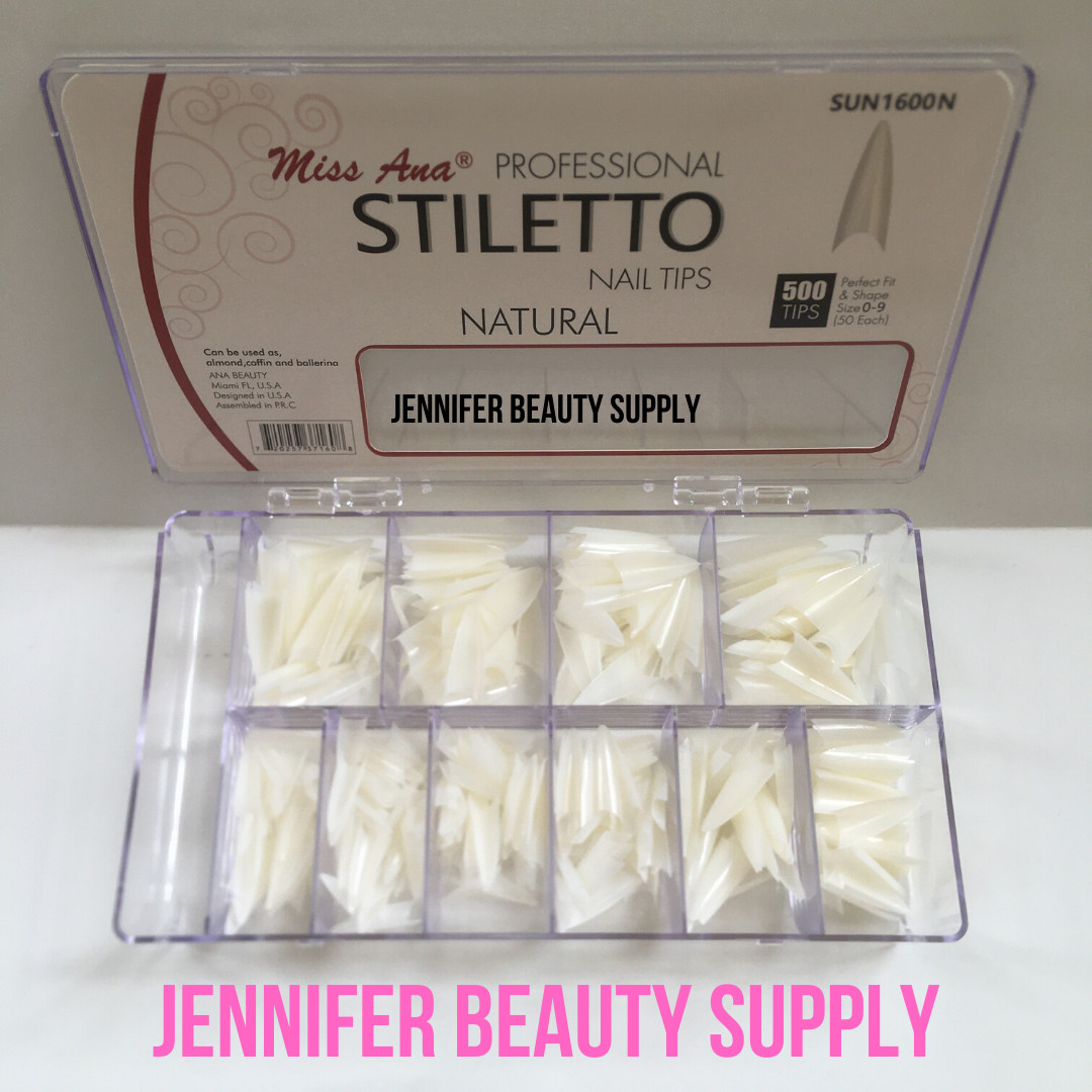 500 PCS STILETTO FRENCH FALSE FAKE ACRYLIC NAIL TIPS COFFIN NAILS LONG