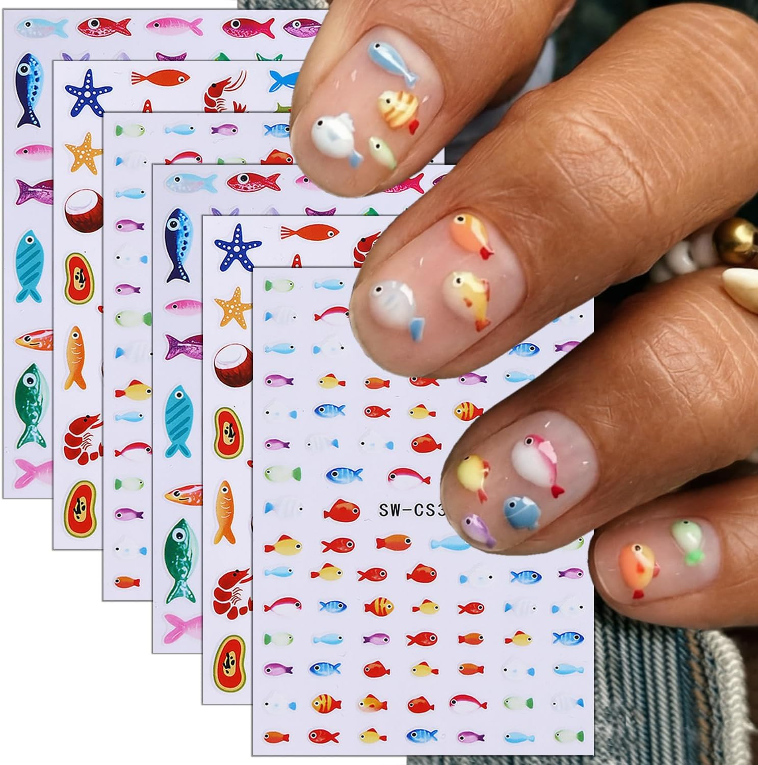 2 Sheets Spring Flower Nail Stickers for Nail Art 5D Self-Adhesive Embossed Fren