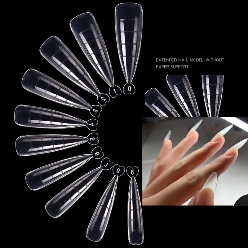 100 Pcs Nail Dual Forms Clear Full Cover Quick Building Gel Mold Tips Nail Tools