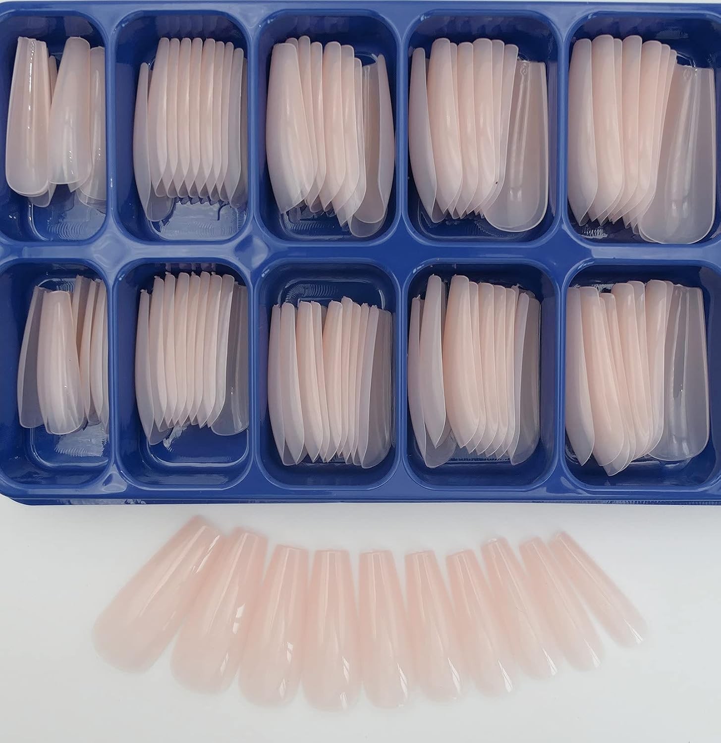 100PC Coffin Press-on Nails Nude Medium Acrylic Tips, Ballerina Style, Full C…
