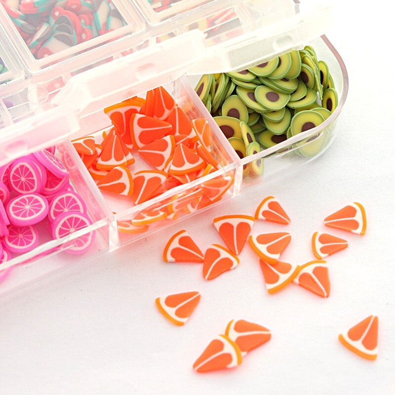 12 Grids Mixed Fruit Styles Fimo Slice Polymer DIY Nail Art Tips Sticker Decorat