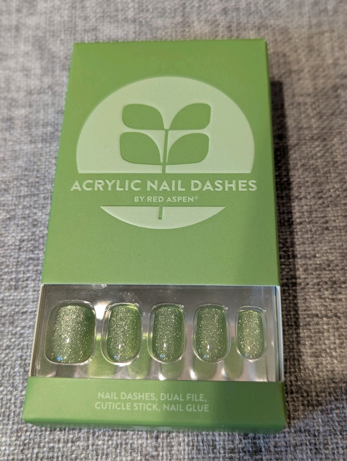 Red Aspen Acrylic Squoval Frilly Francesa Light Green Shimmer NIB
