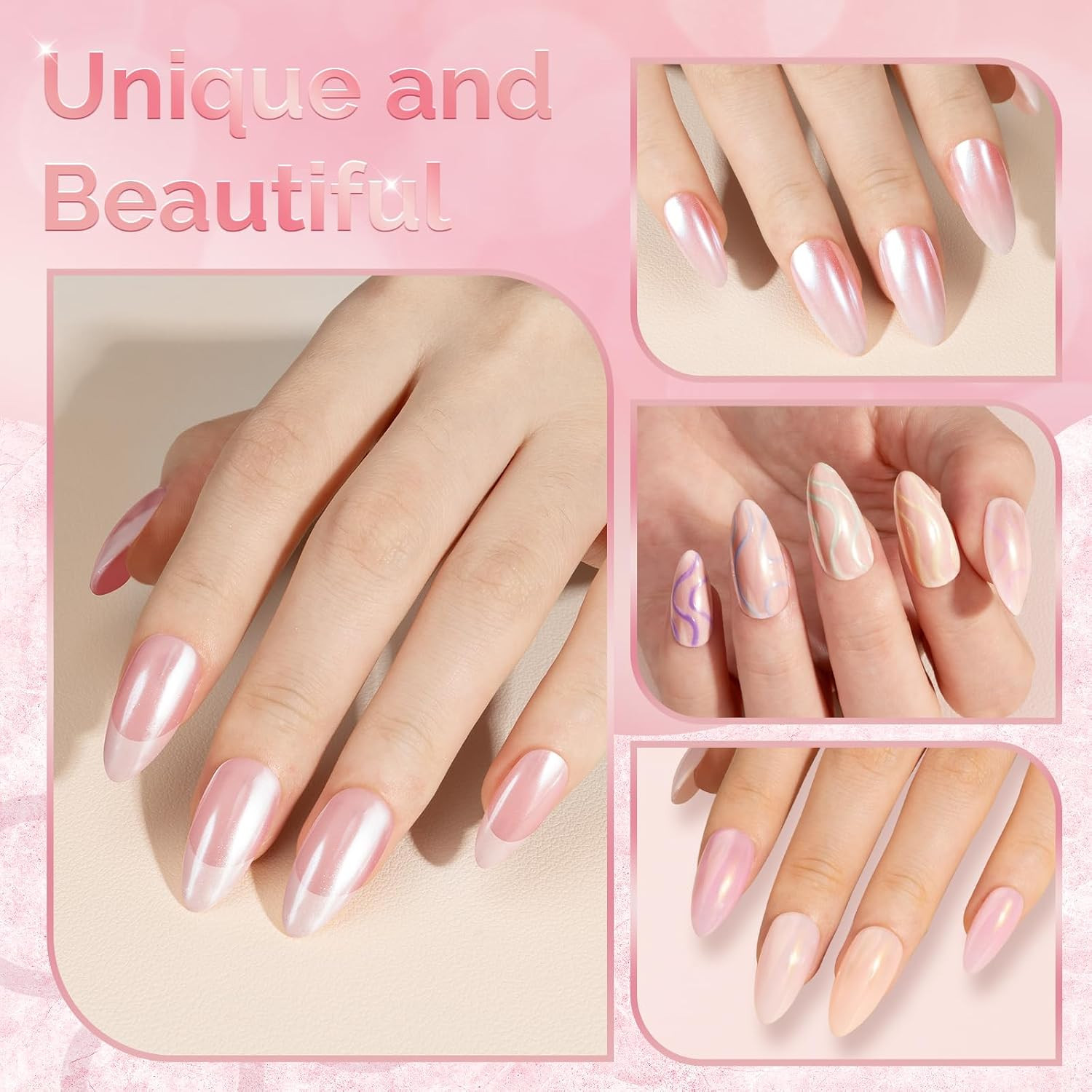 16Pcs Chrome Nail Powder for Gel Nails,Metallic Mirror Effect Pigment Stylish an