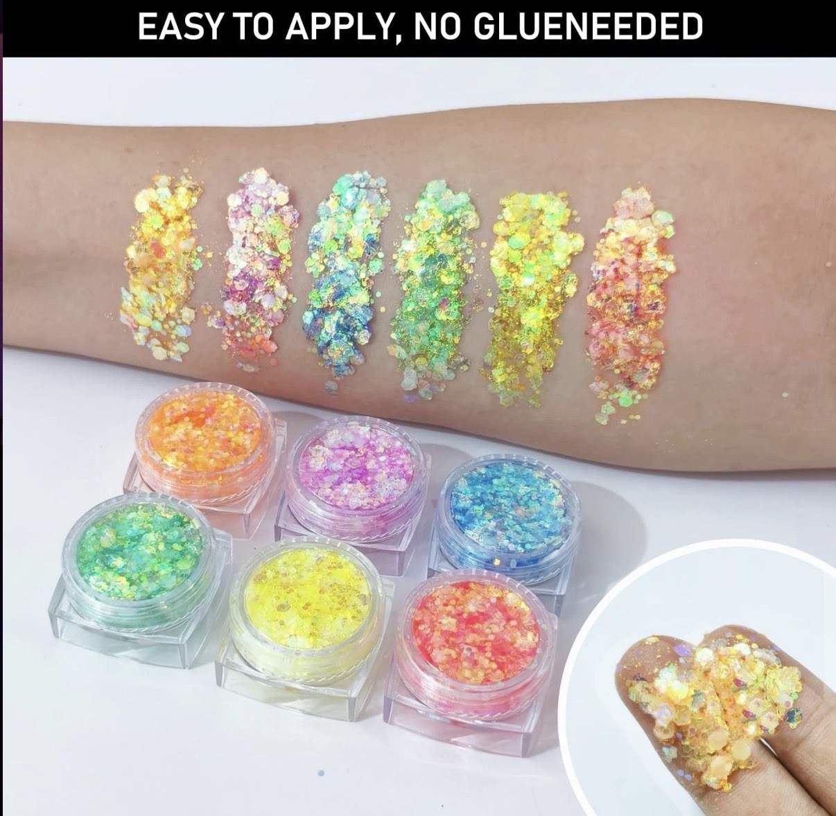 Glow in the Dark Body Glitter Gel – 6 Color Rave Accessories for Festivals