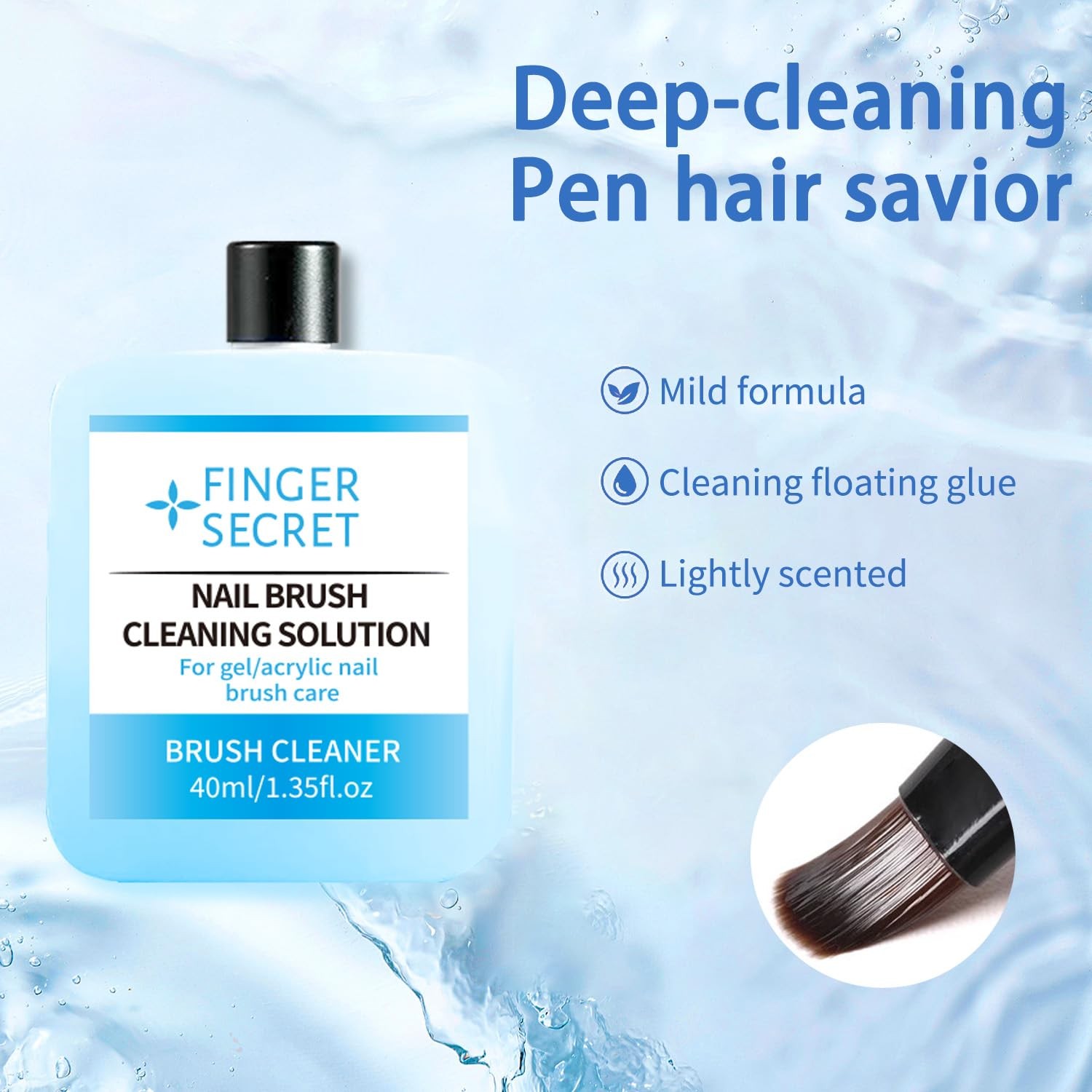 Nail Brush Cleaning Solution – 40ml Art Cleaner for Manicure 1SET