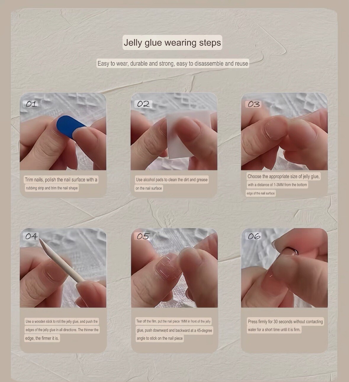 Brand New in Box Press On Nails – 25mm Long – Size S