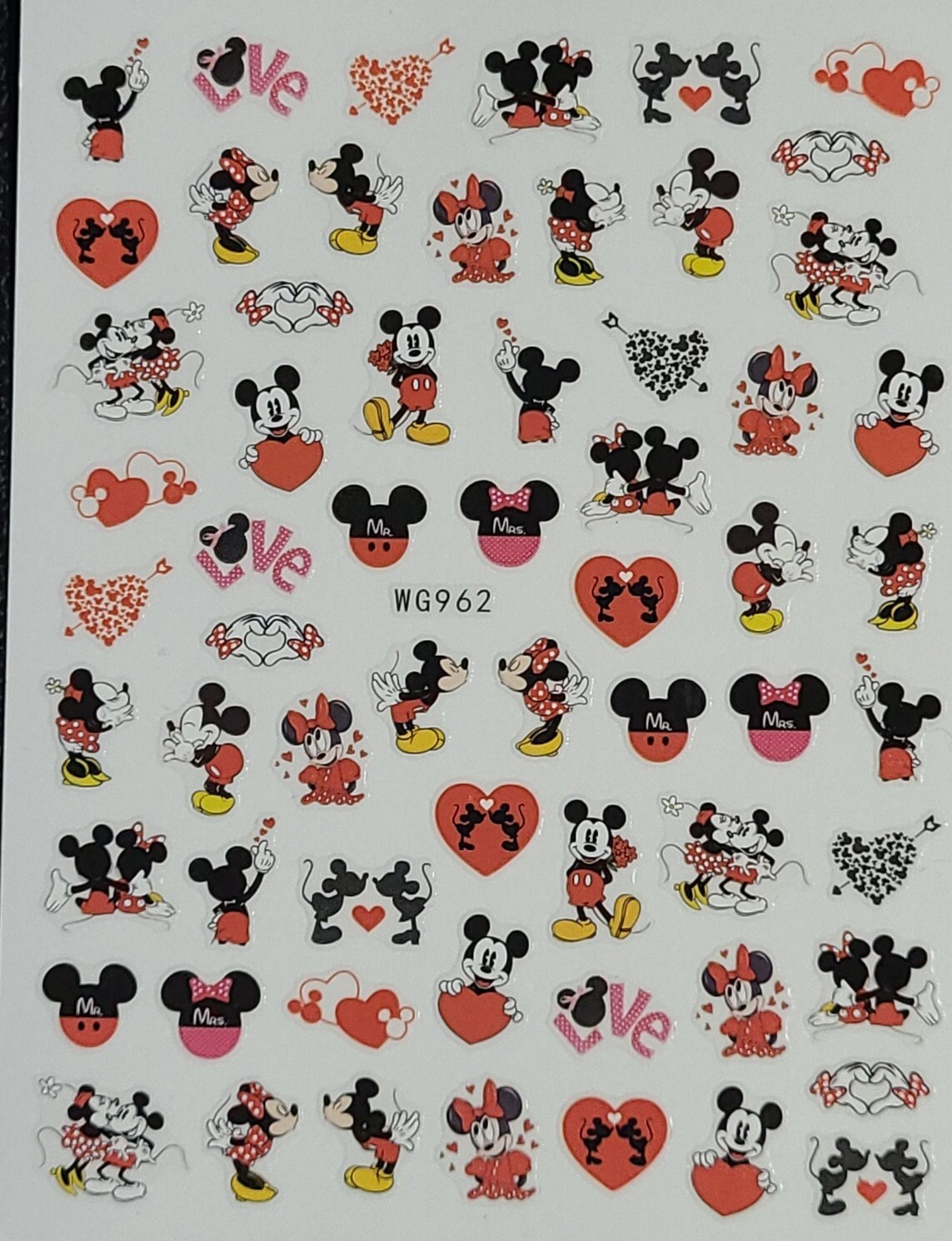 Mickey Mouse Disney Hearts Nail Art Stickers