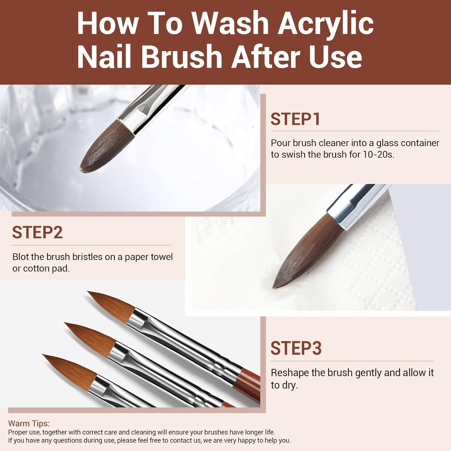 Kolinsky Acrylic Nail Brush Set, Size 8/10/12 round Shaped Nail Brushes for Acry