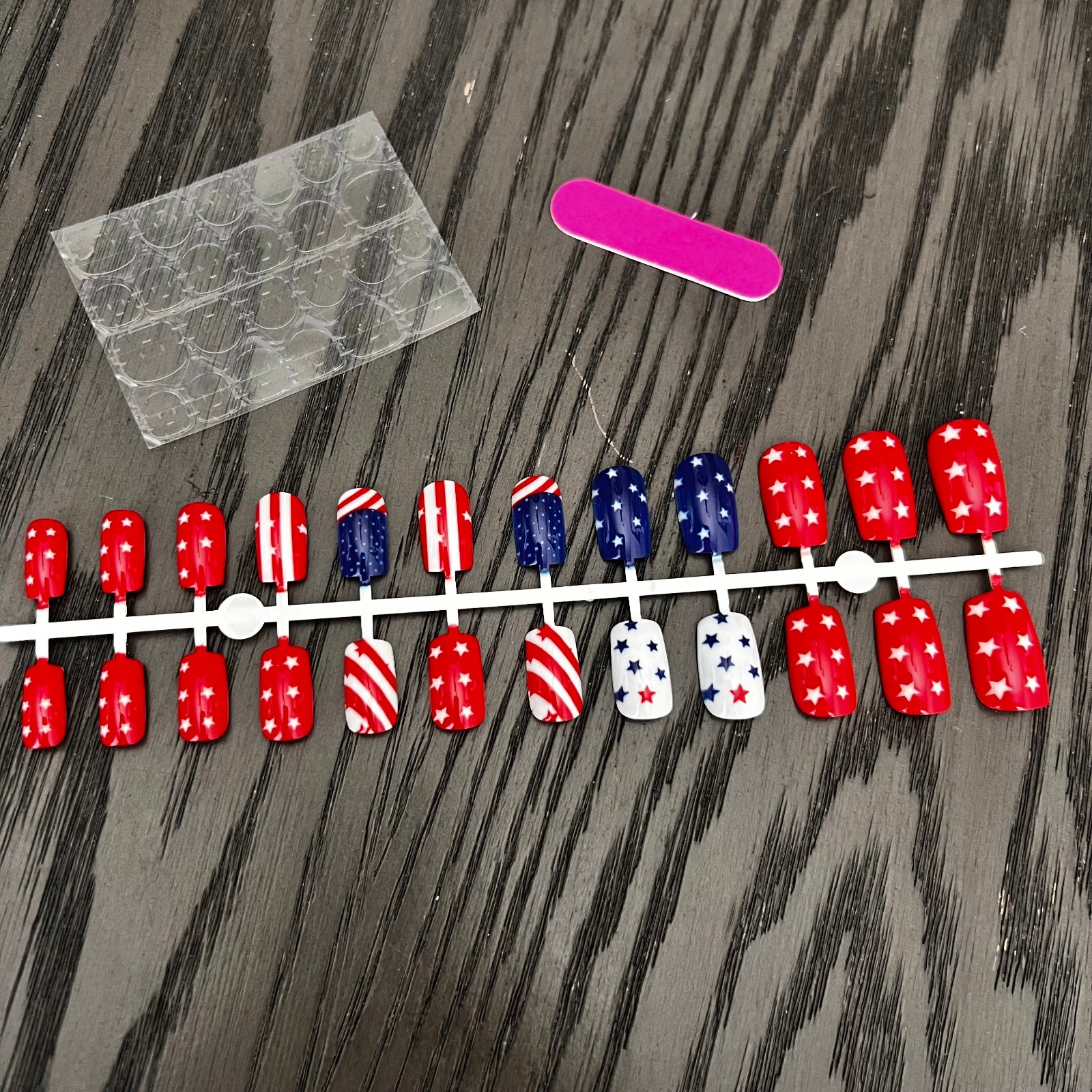 Patriotic 4th of July Red White & Blue Star Design, Medium Square Press on Nails