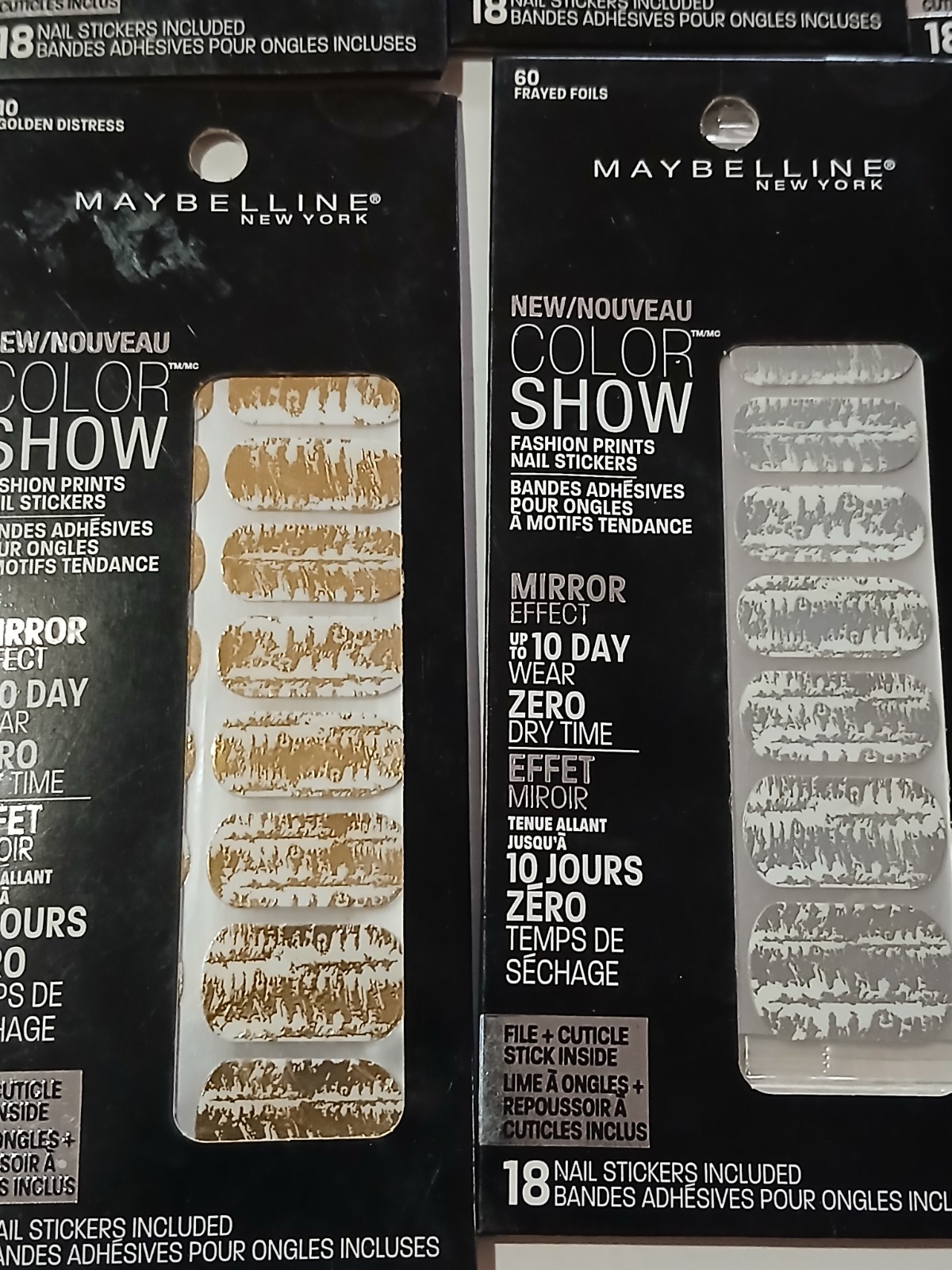 8 pcs Maybelline Color Show Nail Stickers Fashion Prints New