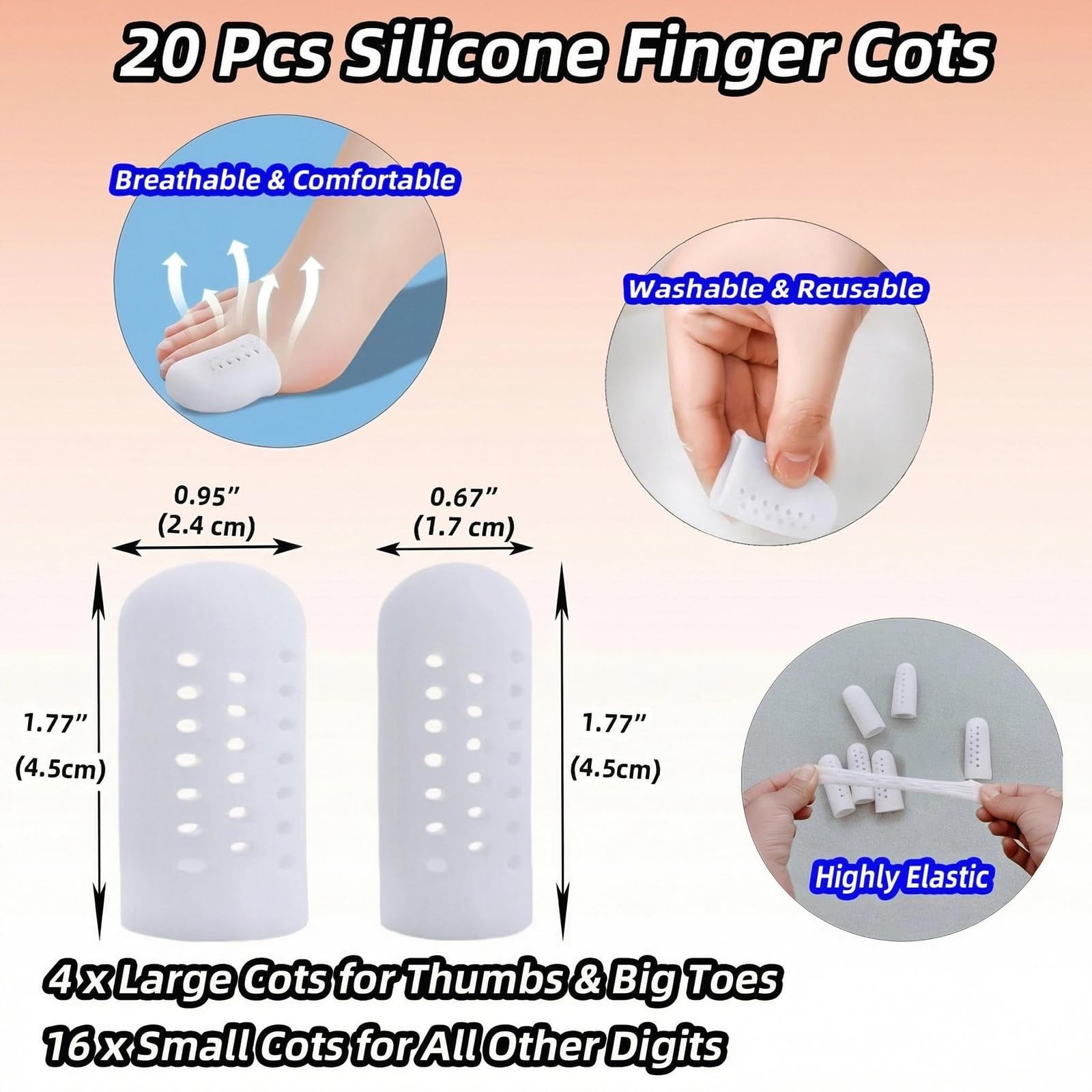 Soft Finger Cots 20 Pcs with Air Holes, Finger Protectors & Thumb Guards for …