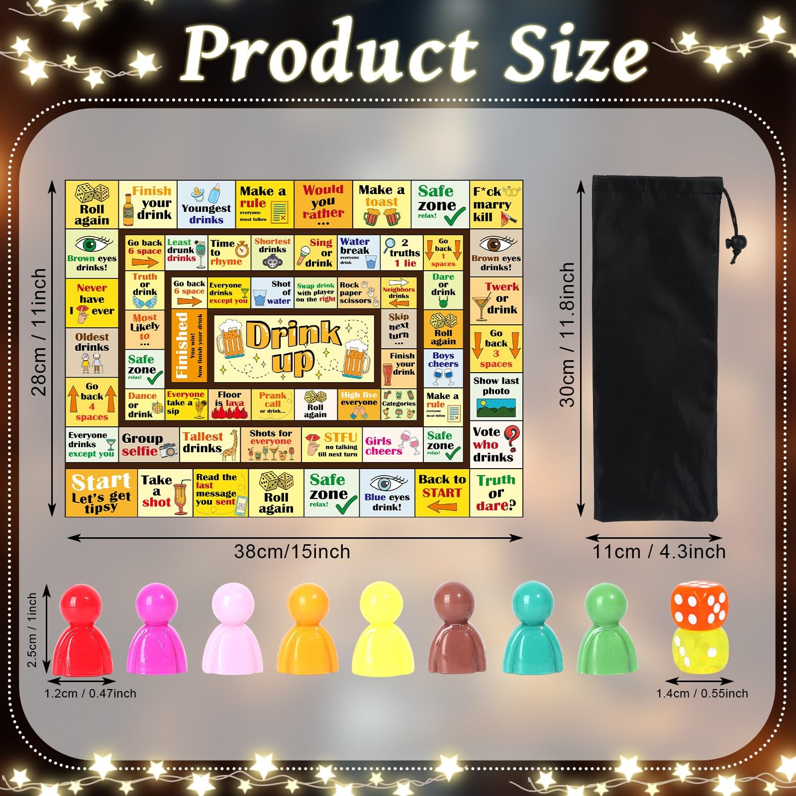 Lonfliness Drinking Board Games for Adults Funny 15 x 11 inches, Multicolored