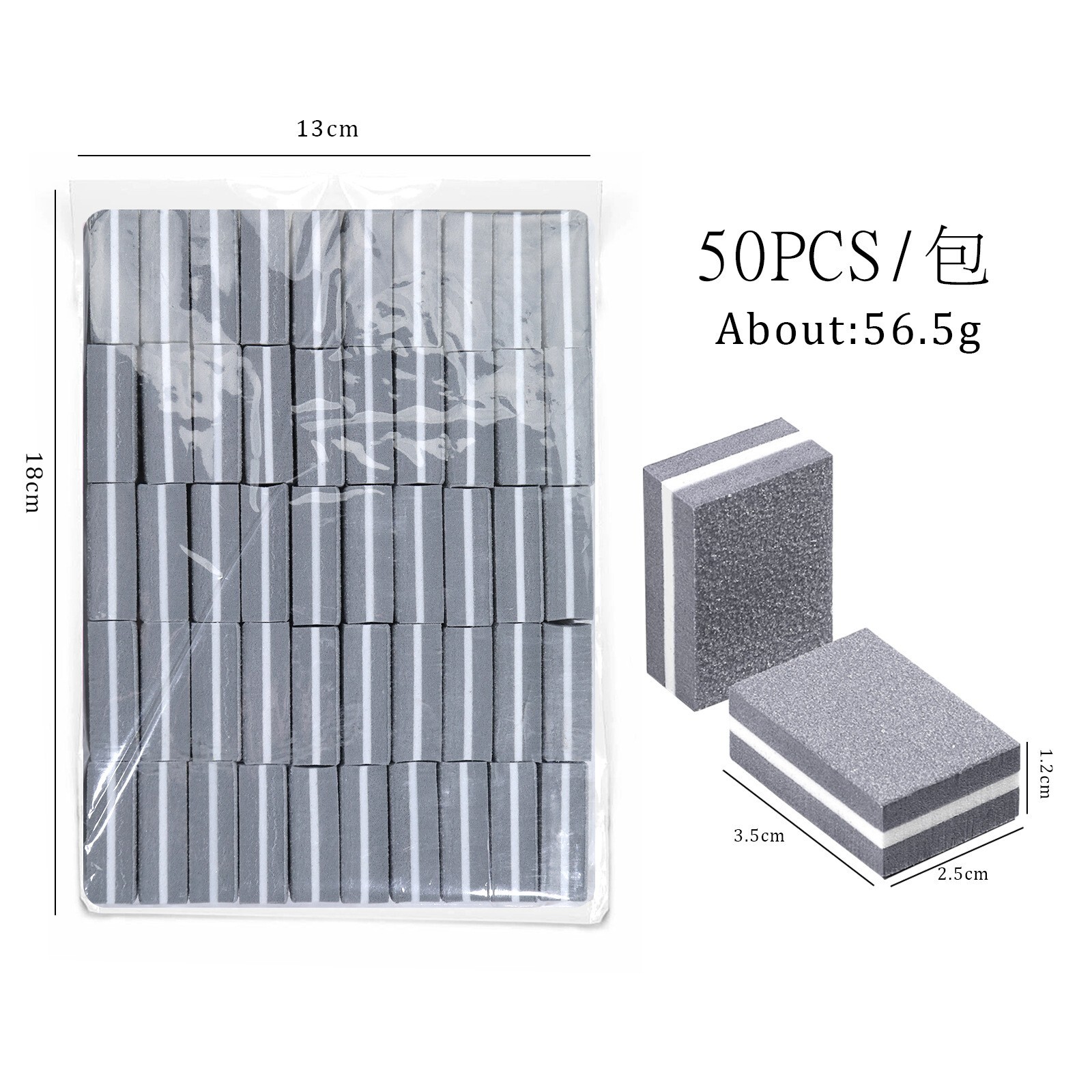 50Pcs Mini Nail Buffer Blocks 180/100 Grit Durable Nail Sanding Blocks Nail Tool