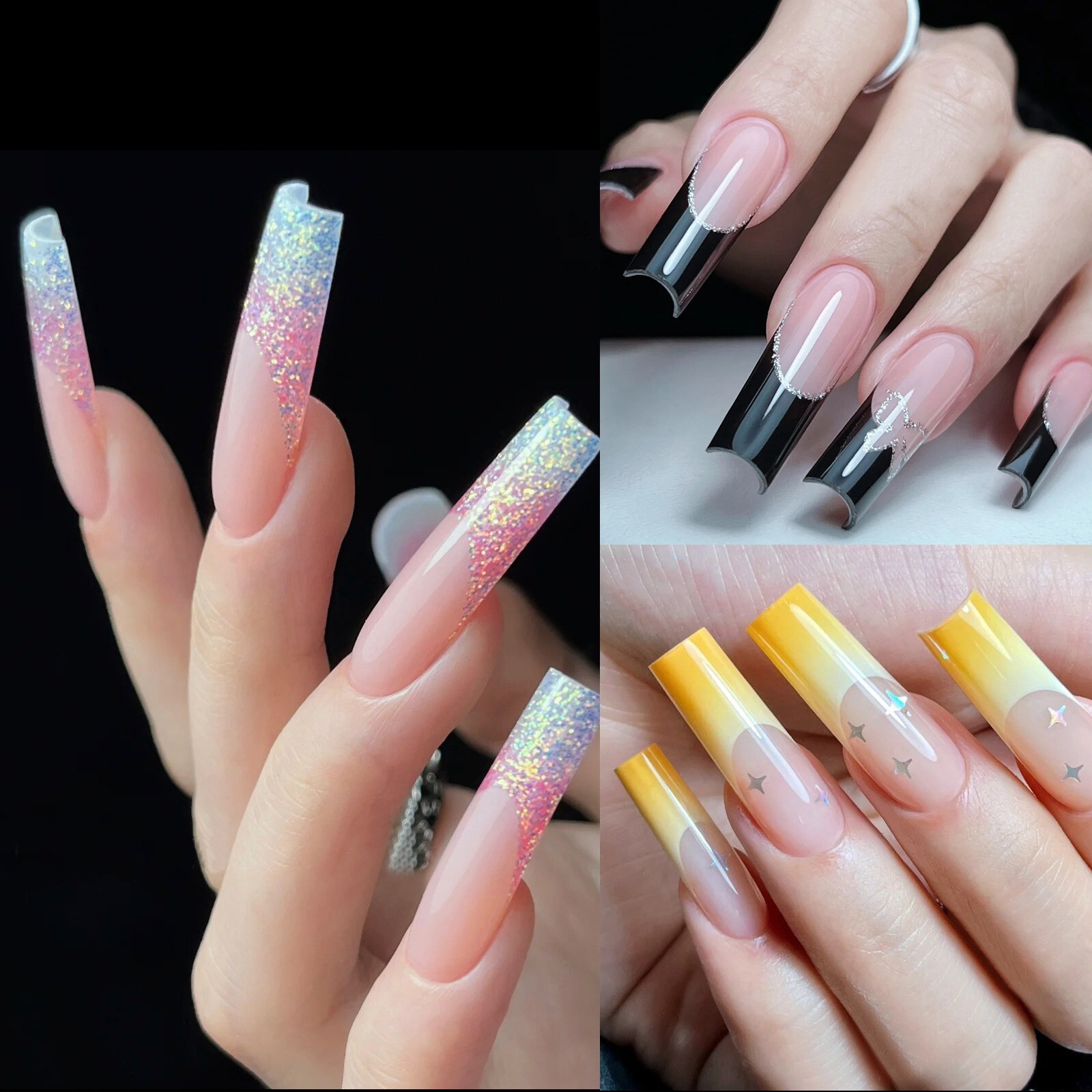 120pcs Coffin Extra long Nail Forms Nail Quick Building Gel Mold Tips Extension