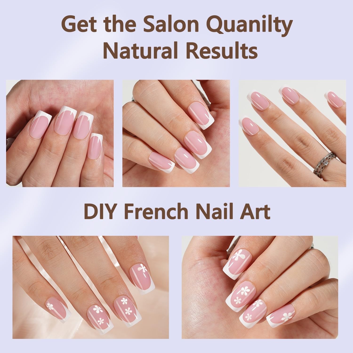 Misssix French Gel Nail Tips, 160Pcs Tip Press on Nails 16 Sizes, Pink