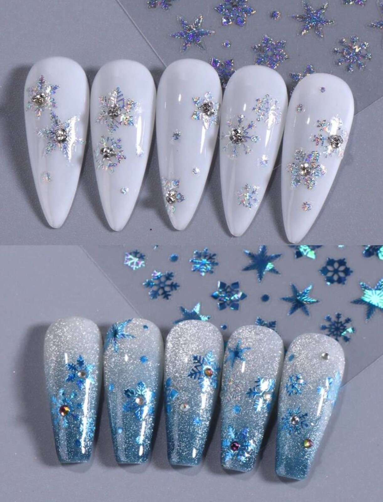 Snowflake Nail Art Stickers Festive Metallic Holographic Xmas Christmas Laser SO