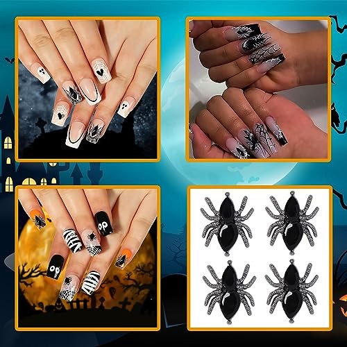 20 Pcs Halloween Nail Charms 3D Alloy Spider Nail Art Charms Metal Nail