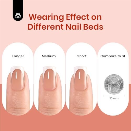 Beetles X Press Gel Nail Kit Short Square French Tip Press On Nails DIY