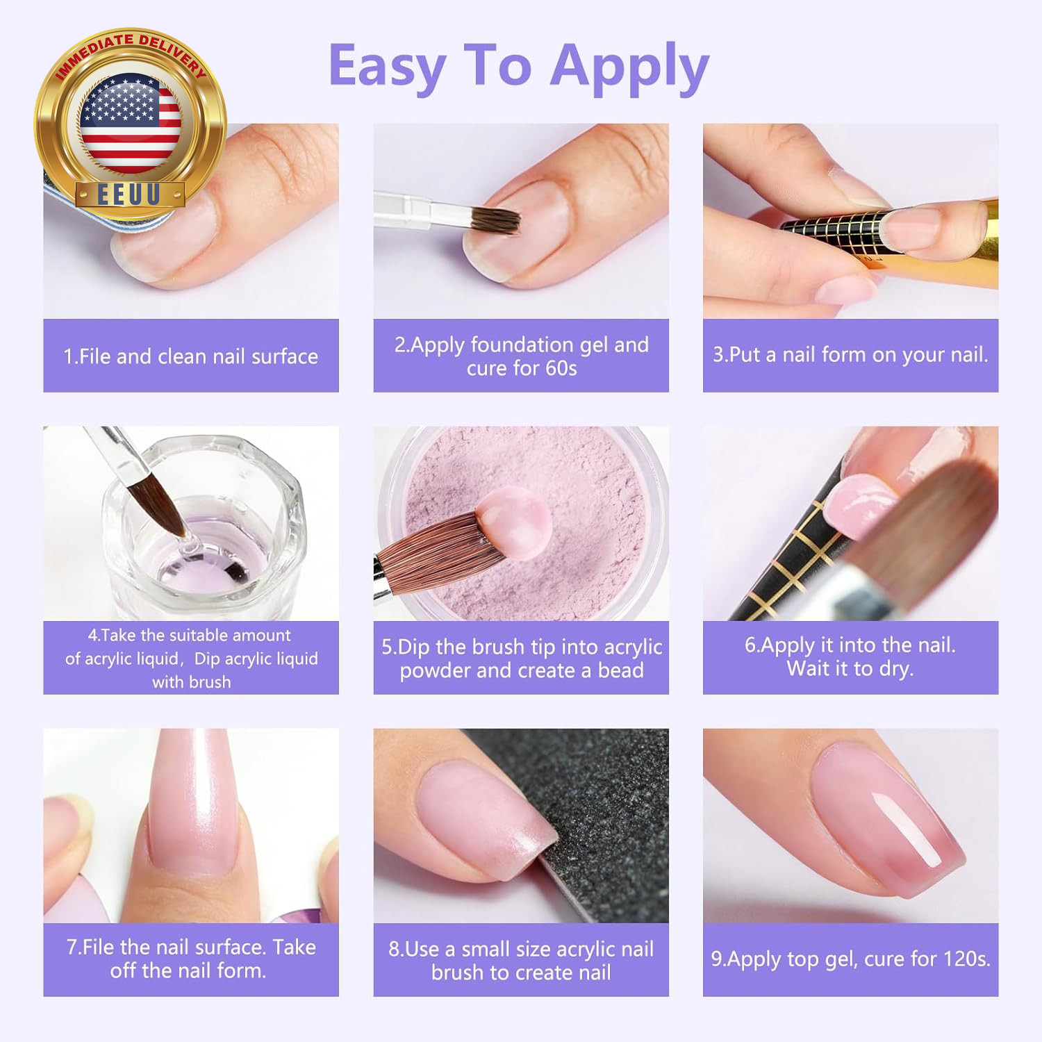Acrylic Nail Kit for Beginners: Clear White Pink Powder and Liquid Set – Profess