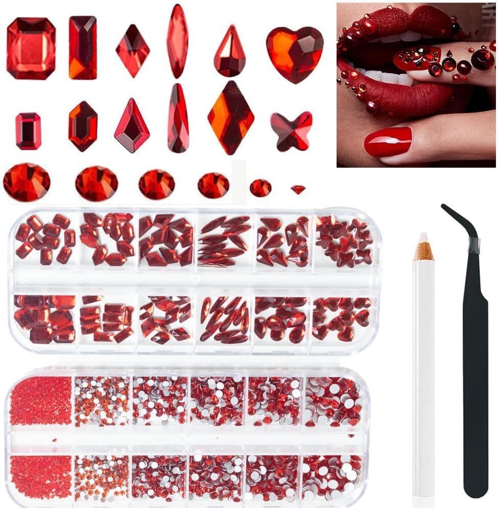 Red Crystal Nail Art Rhinestones Glass Diamond Jewelry Nail Art for Nails Faces