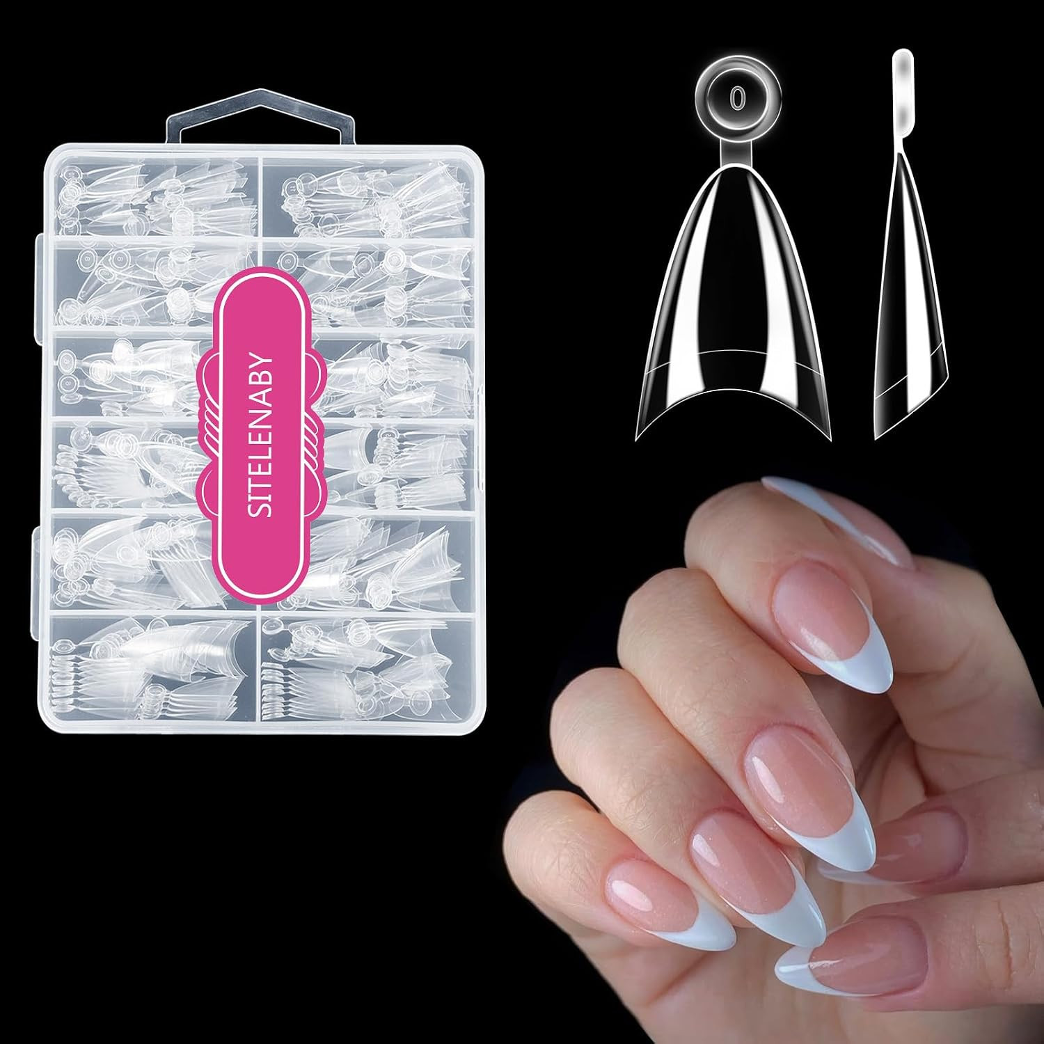 Almond Nail Tips,Soft Gel Almond X Press on Nails,300Pcs Acrylic Nail Tips Half