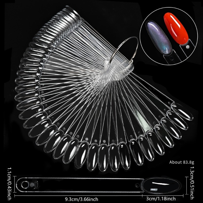 50 Pcs Clear Fan Shaped Nail Display Sticks Hair Accesory for DIY and Salon Use