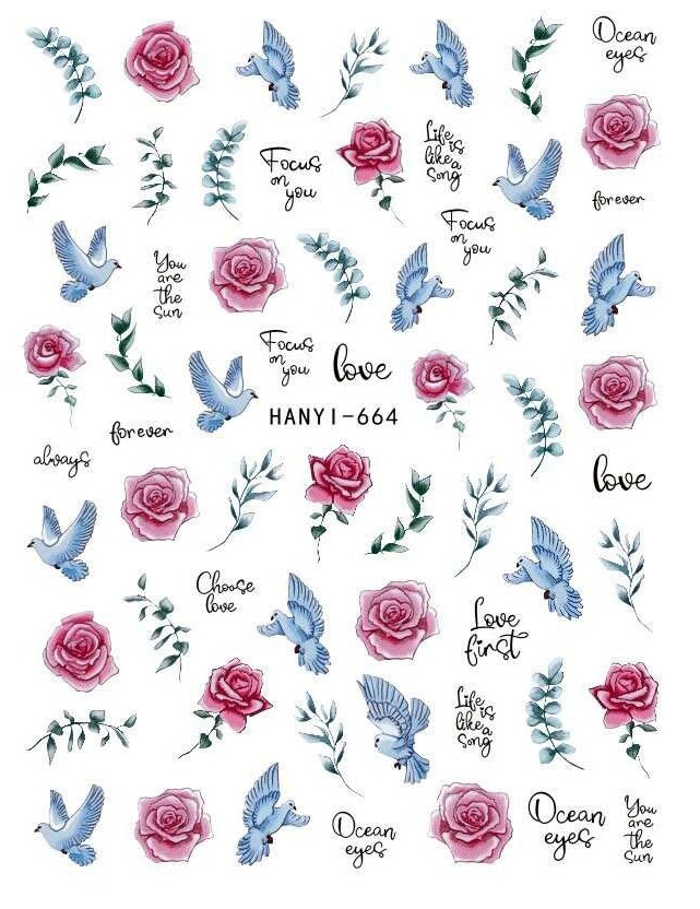 Flower Bee Nail Stickers Decals Floral Butterfly Rose Lavender Daisy Nail Decals